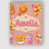 Personalised Name Cute Kawaii Fast Food Custom  Modern Room Accent Elegant Feature Canvas Wall Art Print Decor Picture Ready to Hang