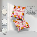 Custom Name Cute Kawaii Fast Food Pizza Chicken Soda Blush Pink Square Filled Cushion Throw Pillow Sofa Bed Home Decor Zip Washable UK Made