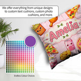 Custom Name Cute Kawaii Fast Food Pizza Chicken Soda Blush Pink Square Filled Cushion Throw Pillow Sofa Bed Home Decor Zip Washable UK Made