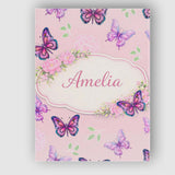 Personalised Name Pink Purple Butterfly Floral Soft Background Custom  Decorative Canvas Wall Art Print Decor Picture Ready to Hang