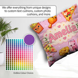 Custom Name Kawaii Fast Food Pizza Chicken Soda Seamless Pattern Square Filled Cushion Throw Pillow Sofa Bed Home Decor Zip Washable UK Made