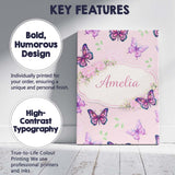 Personalised Name Pink Purple Butterfly Floral Soft Background Custom  Decorative Canvas Wall Art Print Decor Picture Ready to Hang