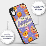Cute Kawaii Fast Food Pizza Chicken Soda Purple Custom Name Protective Phone Case Mobile Cover Durable Everyday Smartphone Shock Resistant