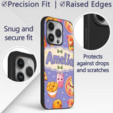 Cute Kawaii Fast Food Pizza Chicken Soda Purple Custom Name Protective Phone Case Mobile Cover Durable Everyday Smartphone Shock Resistant
