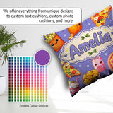 Custom Name Kawaii Fast Food Pizza Chicken Soda Purple Seamless Square Filled Cushion Throw Pillow Sofa Bed Home Decor Zip Washable UK Made