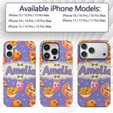 Cute Kawaii Fast Food Pizza Chicken Soda Purple Custom Name Protective Phone Case Mobile Cover Durable Everyday Smartphone Shock Resistant
