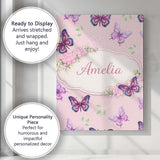 Personalised Name Pink Purple Butterfly Floral Soft Background Custom  Decorative Canvas Wall Art Print Decor Picture Ready to Hang