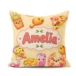 Custom Name Kawaii Fast Food Pizza Chicken Soda Yellow Seamless Square Filled Cushion Throw Pillow Sofa Bed Home Decor Zip Washable UK Made