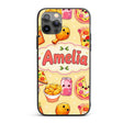 Cute Kawaii Fast Food Pizza Chicken Soda Yellow Custom Name Protective Phone Case Mobile Cover Durable Everyday Smartphone Shock Resistant