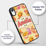 Cute Kawaii Fast Food Pizza Chicken Soda Yellow Custom Name Protective Phone Case Mobile Cover Durable Everyday Smartphone Shock Resistant