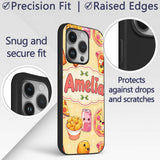 Cute Kawaii Fast Food Pizza Chicken Soda Yellow Custom Name Protective Phone Case Mobile Cover Durable Everyday Smartphone Shock Resistant