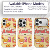 Cute Kawaii Fast Food Pizza Chicken Soda Yellow Custom Name Protective Phone Case Mobile Cover Durable Everyday Smartphone Shock Resistant