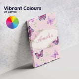 Personalised Name Pink Purple Butterfly Floral Soft Background Custom  Decorative Canvas Wall Art Print Decor Picture Ready to Hang