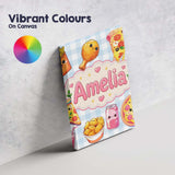 Personalised Name Cute Kawaii Fast Food Custom  Modern Room Accent Elegant Feature Canvas Wall Art Print Decor Picture Ready to Hang
