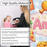 Cute Kawaii Fast Food Pizza Chicken Soda Gingham Background  Personalised Custom Name Super Soft Fleece Blanket Bed Sofa Throw