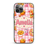 Cute Kawaii Fast Food Pizza Chicken Soda Red Custom Name Protective Phone Case Mobile Cover Durable Everyday Smartphone Shock Resistant