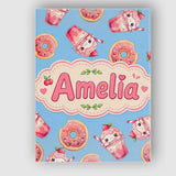 Personalised Name Cute Kawaii Donuts and Custom  Unique Gift Idea Elegant Feature Canvas Wall Art Print Decor Picture Ready to Hang