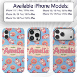 Cute Kawaii Donuts and Strawberry Milkshake Blue Custom Name Protective Phone Case Mobile Cover Durable Everyday Smartphone Shock Resistant