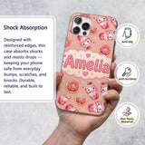 Cute Kawaii Donuts and Strawberry Milkshake Peach Custom Name Protective Phone Case Mobile Cover Durable Everyday Smartphone Shock Resistant