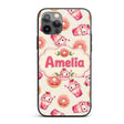 Cute Kawaii Donuts and Strawberry Milkshake Cream Custom Name Protective Phone Case Mobile Cover Durable Everyday Smartphone Shock Resistant