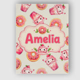 Personalised Name Cute Kawaii Donuts and Custom  Unique Gift Idea Elegant Feature Canvas Wall Art Print Decor Picture Ready to Hang