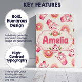 Personalised Name Cute Kawaii Donuts and Custom  Unique Gift Idea Elegant Feature Canvas Wall Art Print Decor Picture Ready to Hang