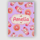 Personalised Name Cute Kawaii Donuts and Custom  Unique Gift Idea Elegant Feature Canvas Wall Art Print Decor Picture Ready to Hang