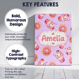 Personalised Name Cute Kawaii Donuts and Custom  Unique Gift Idea Elegant Feature Canvas Wall Art Print Decor Picture Ready to Hang