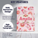 Personalised Name Cute Kawaii Donuts and Custom  Unique Gift Idea Elegant Feature Canvas Wall Art Print Decor Picture Ready to Hang