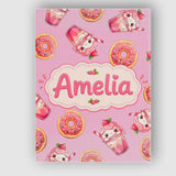 Personalised Name Cute Kawaii Donuts and Custom  Unique Gift Idea Elegant Feature Canvas Wall Art Print Decor Picture Ready to Hang