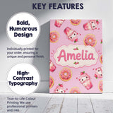 Personalised Name Cute Kawaii Donuts and Custom  Unique Gift Idea Elegant Feature Canvas Wall Art Print Decor Picture Ready to Hang