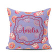 Custom Name Cute Kawaii and Strawberry Milkshake Blue Background Square Filled Cushion Throw Pillow Sofa Bed Home Decor Zip Washable UK Made