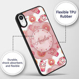 Cute Kawaii Donuts and Strawberry Milkshake White Custom Name Protective Phone Case Mobile Cover Durable Everyday Smartphone Shock Resistant