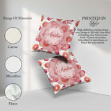 Custom Name Cute Kawaii Donuts and Strawberry White Background Square Filled Cushion Throw Pillow Sofa Bed Home Decor Zip Washable UK Made