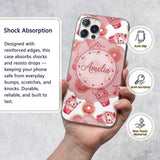 Cute Kawaii Donuts and Strawberry Milkshake White Custom Name Protective Phone Case Mobile Cover Durable Everyday Smartphone Shock Resistant