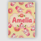 Personalised Name Cute Kawaii Donuts and Custom  Unique Gift Idea Elegant Feature Canvas Wall Art Print Decor Picture Ready to Hang