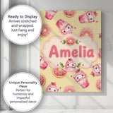 Personalised Name Cute Kawaii Donuts and Custom  Unique Gift Idea Elegant Feature Canvas Wall Art Print Decor Picture Ready to Hang