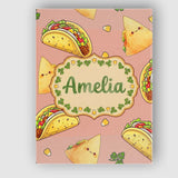 Personalised Name Cute Kawaii Tacos and Custom  Modern Room Accent Elegant Feature Canvas Wall Art Print Decor Picture Ready to Hang