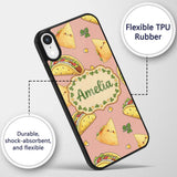 Cute Kawaii Tacos and Wraps Peach Background Custom Name Protective Phone Case Mobile Cover Durable Everyday Smartphone Shock Resistant