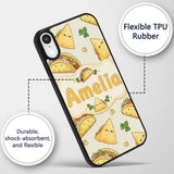 Cute Kawaii Tacos and Wraps Cream Background Custom Name Protective Phone Case Mobile Cover Durable Everyday Smartphone Shock Resistant