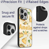 Cute Kawaii Tacos and Wraps Cream Background Custom Name Protective Phone Case Mobile Cover Durable Everyday Smartphone Shock Resistant