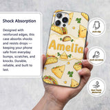 Cute Kawaii Tacos and Wraps Cream Background Custom Name Protective Phone Case Mobile Cover Durable Everyday Smartphone Shock Resistant