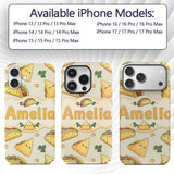 Cute Kawaii Tacos and Wraps Cream Background Custom Name Protective Phone Case Mobile Cover Durable Everyday Smartphone Shock Resistant
