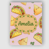 Personalised Name Cute Kawaii Tacos and Custom  Modern Room Accent Elegant Feature Canvas Wall Art Print Decor Picture Ready to Hang