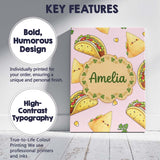 Personalised Name Cute Kawaii Tacos and Custom  Modern Room Accent Elegant Feature Canvas Wall Art Print Decor Picture Ready to Hang
