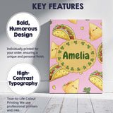 Personalised Name Cute Kawaii Tacos and Custom  Modern Room Accent Elegant Feature Canvas Wall Art Print Decor Picture Ready to Hang