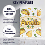 Personalised Name Cute Kawaii Tacos and Custom  Modern Room Accent Elegant Feature Canvas Wall Art Print Decor Picture Ready to Hang