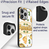 Cute Kawaii Tacos and Wraps Seamless Pattern Custom Name Protective Phone Case Mobile Cover Durable Everyday Smartphone Shock Resistant