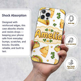 Cute Kawaii Tacos and Wraps Seamless Pattern Custom Name Protective Phone Case Mobile Cover Durable Everyday Smartphone Shock Resistant