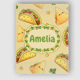 Personalised Name Cute Kawaii Tacos and Custom  Modern Room Accent Elegant Feature Canvas Wall Art Print Decor Picture Ready to Hang